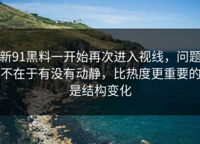 新91黑料一开始再次进入视线，问题不在于有没有动静，比热度更重要的是结构变化