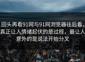 回头再看91网与91网浏览器往后看，真正让人情绪起伏的是过程，最让人意外的是说法开始分叉