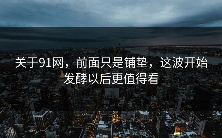 关于91网，前面只是铺垫，这波开始发酵以后更值得看