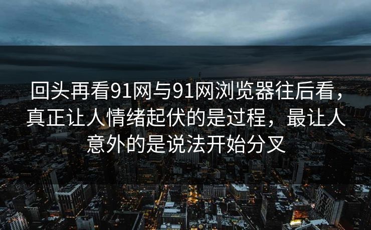 回头再看91网与91网浏览器往后看，真正让人情绪起伏的是过程，最让人意外的是说法开始分叉