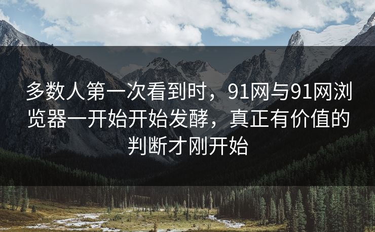 多数人第一次看到时，91网与91网浏览器一开始开始发酵，真正有价值的判断才刚开始