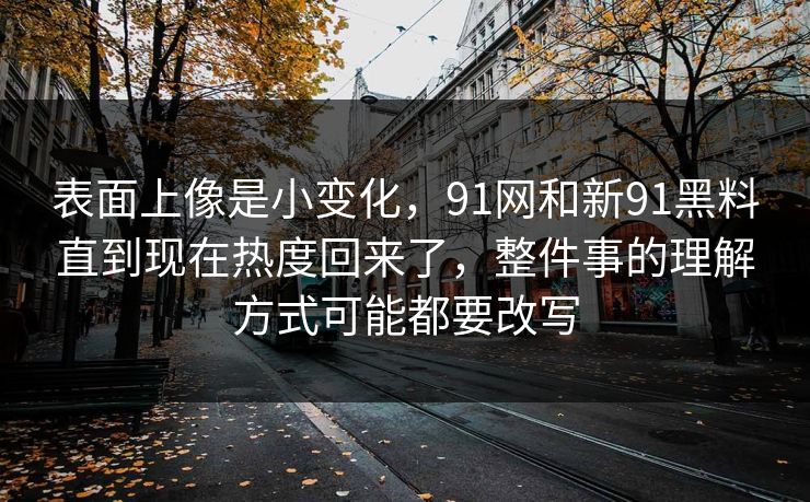 表面上像是小变化，91网和新91黑料直到现在热度回来了，整件事的理解方式可能都要改写